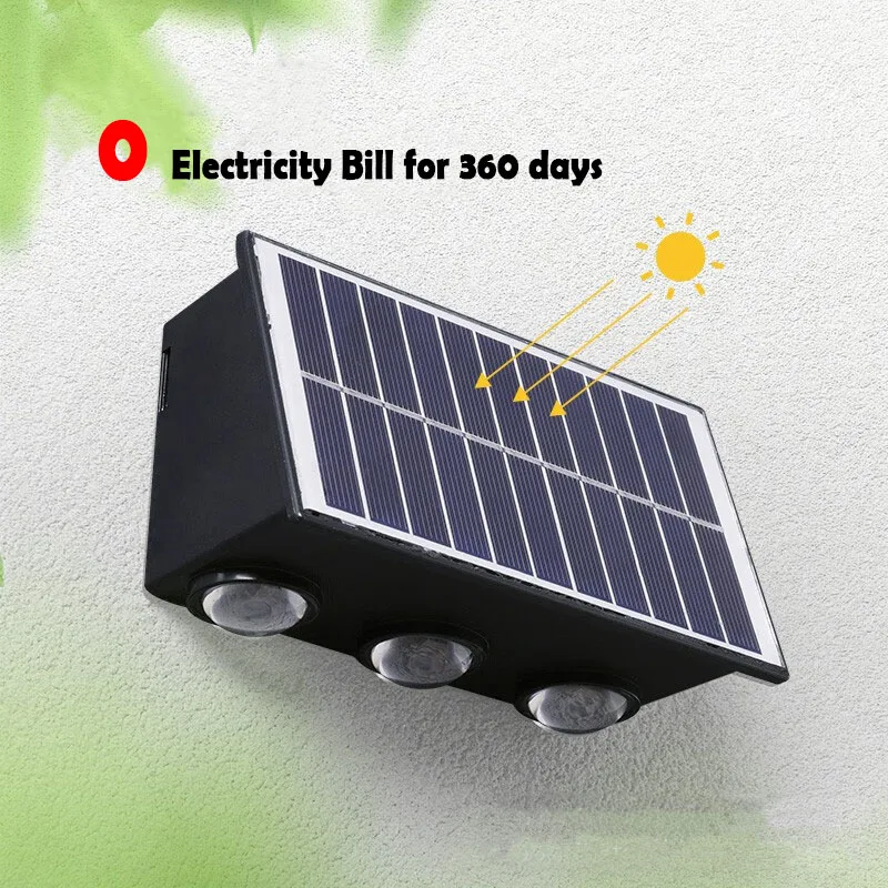 

Настенный светильник на солнечной батарее, уличный водонепроницаемый светильник на солнечной энергии, освещающий вверх и вниз, украшение для дома, сада и двора, наружные солнечные светильники