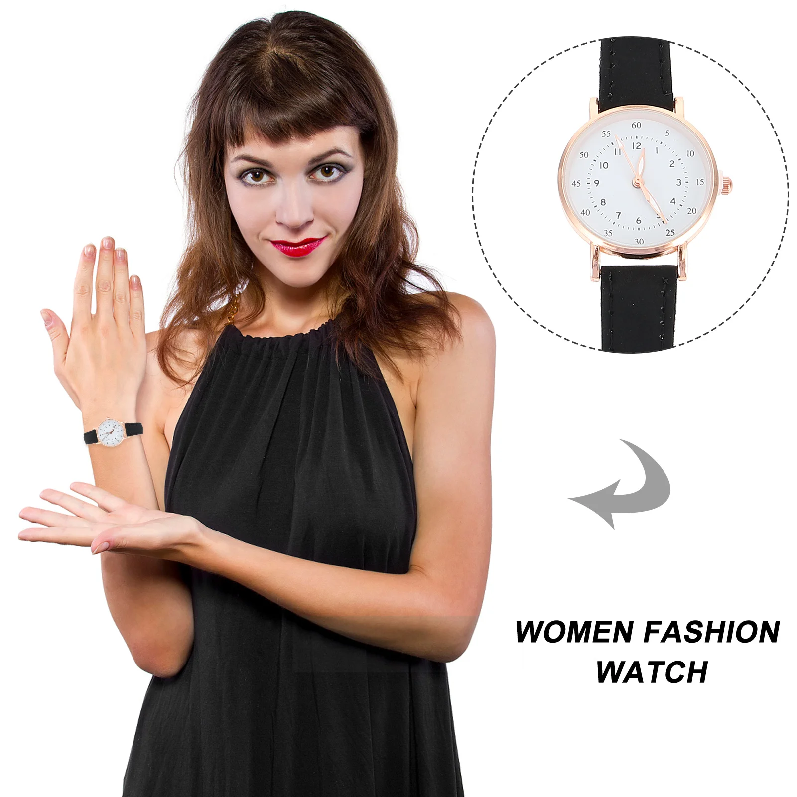 

Quartz Watch For Women Pu Strap Digital Display Casual Wristwatch Alloy Glass Lightweight Skin-Safe Design For