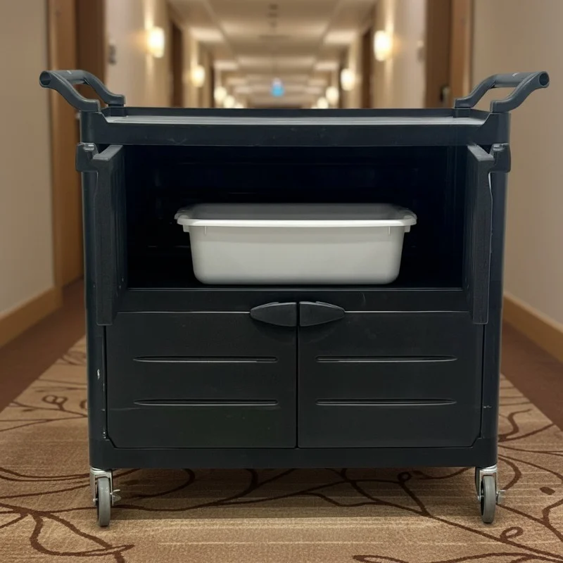 Plastic aluminum alloy two-story restaurant service cart Hotel room multipurpose cart 10 liters capacity