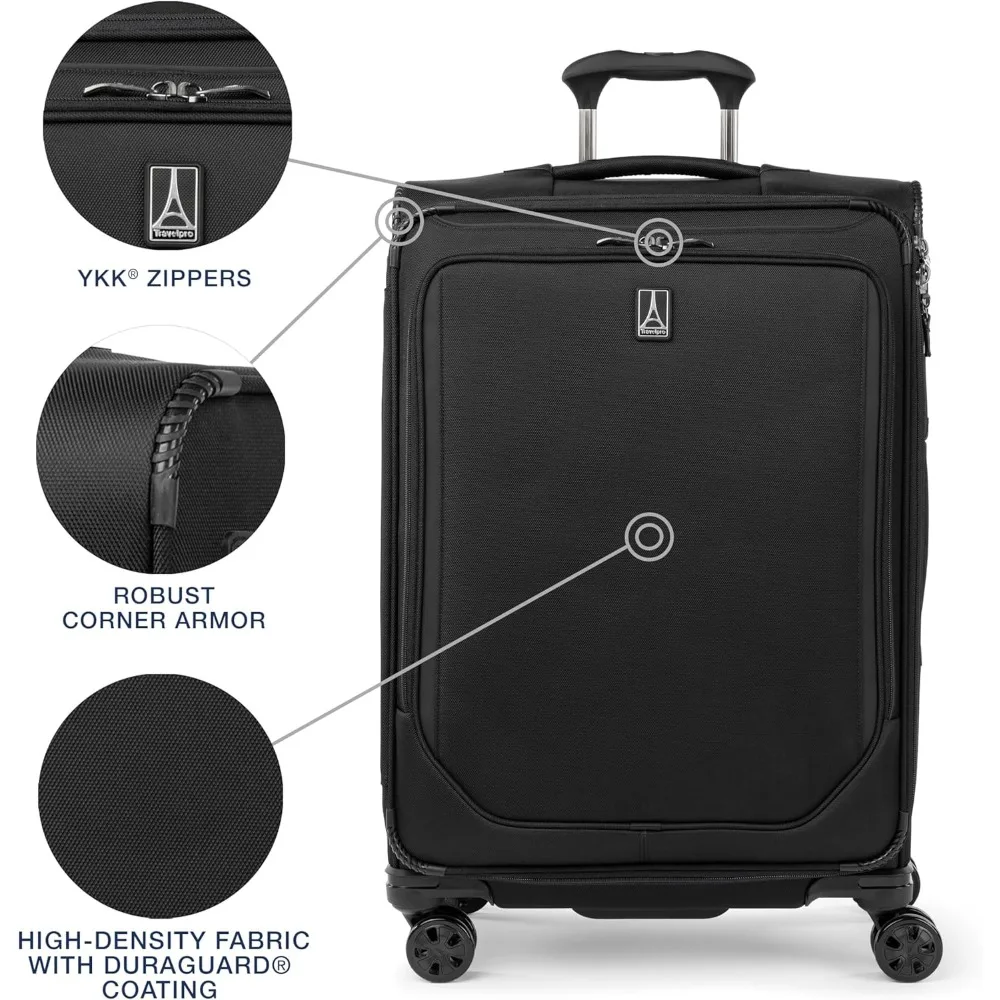 Mala de bagagem giratória de 8 rodas expansível leve com trava TSA Bolsa de viagem unissex