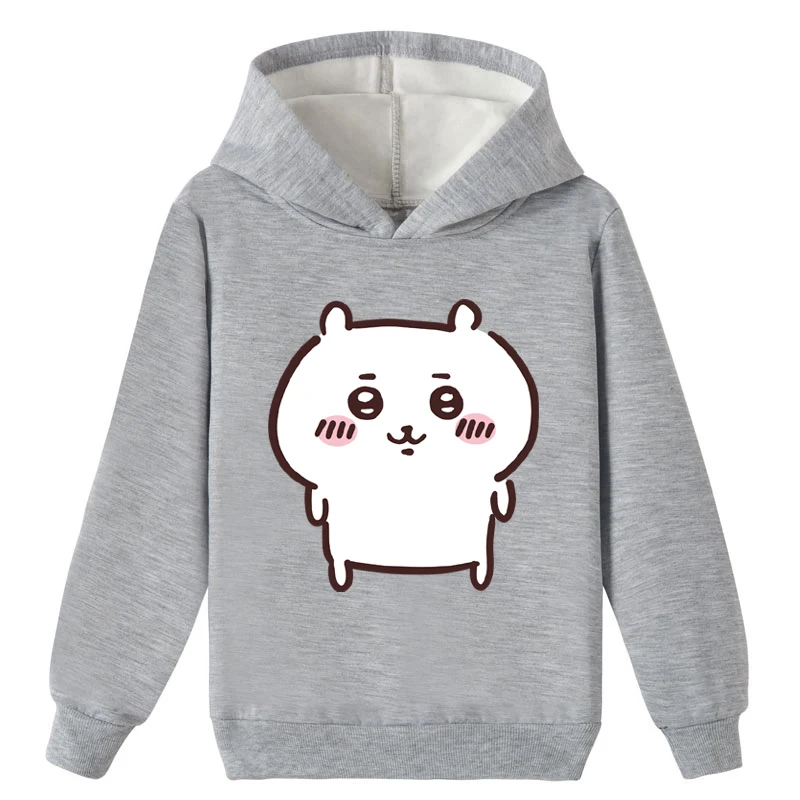 Chiikawa – sweat à capuche doublé polaire, hauts d'hiver à manches longues en coton, sweat-shirt unisexe doux brossé pour enfants de 2 à 14 ans