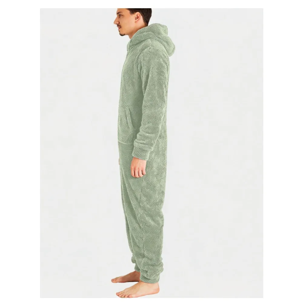 

2026 Mens Couple Zip Fleece Onesie Pajamas Warm Winter Sleepwear