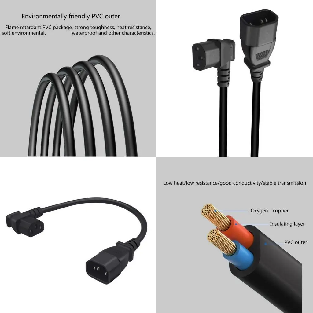 

Y1UB Quality PVC PDU Power Converters C14 TO IEC320C13 Power Cable Upward Angles