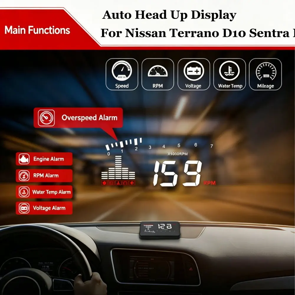 Car Head Up Display For Nissan Terrano D10 Sentra B17 2014-2026 HUD Windshield Projector Accessories Speedometer Odometer RPM - view 4