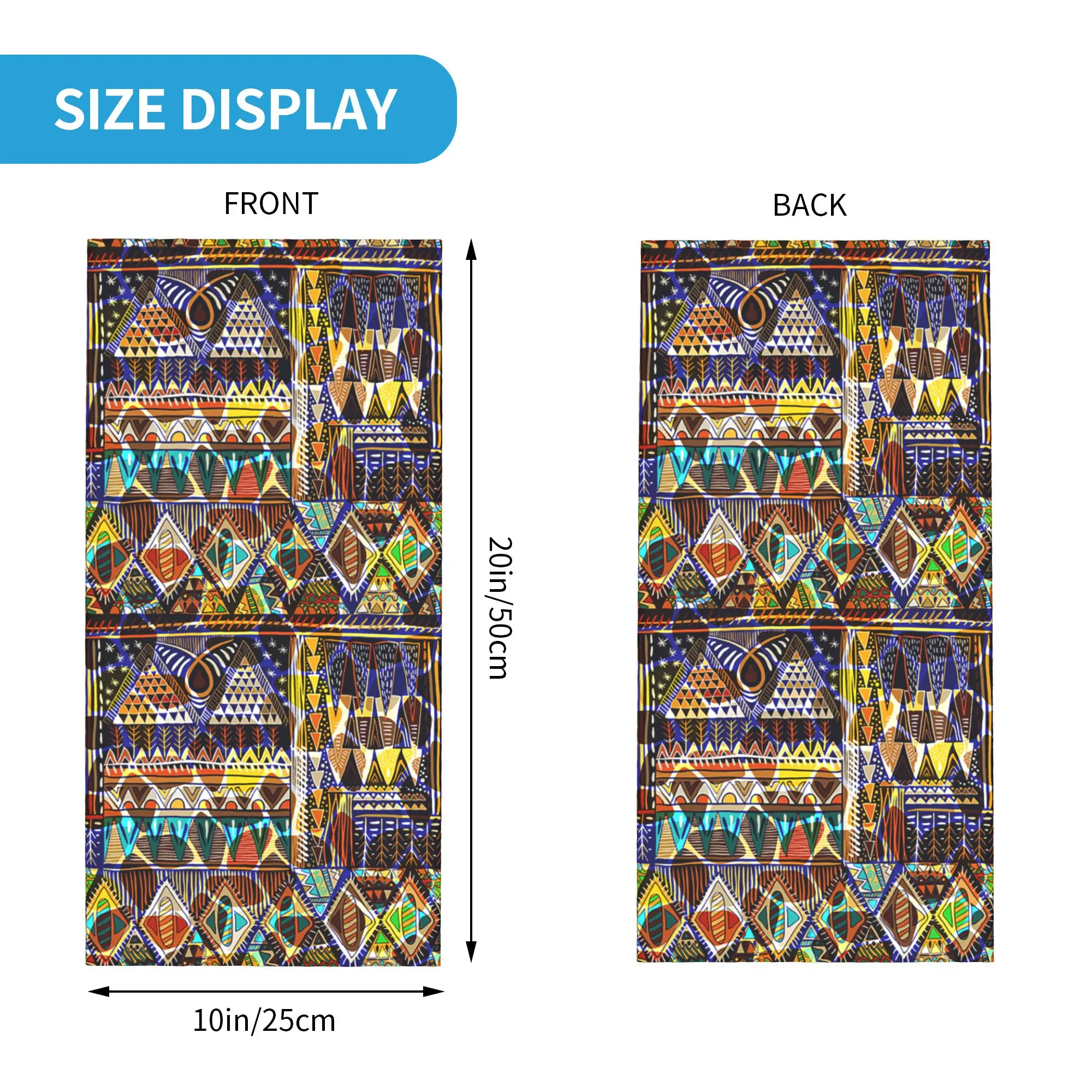 Ethnic Border Pattern Bandana Neck Gaiter Printed Face Scarf Balaclava Cycling for Men Women Adult Breathable