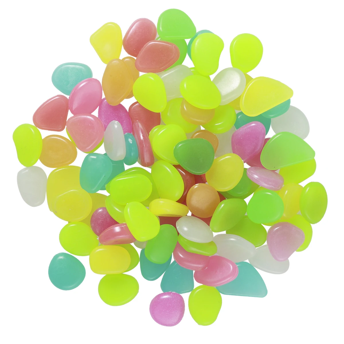 

100 Pcs Glow in Dark Pebble Stones Colorful Night Decor for Fish Tank Aquarium Garden Yard Cobblestone nament Pet Supplies