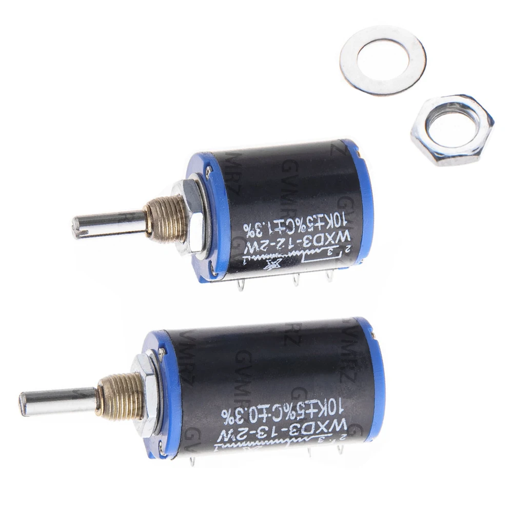 1PCS WXD3-12/WXD3-13 2W Multi-Turn Wirewound Resistor-Precision Adjustable Resistor with Mounting Nuts & Washers 100R 2.2K 22K