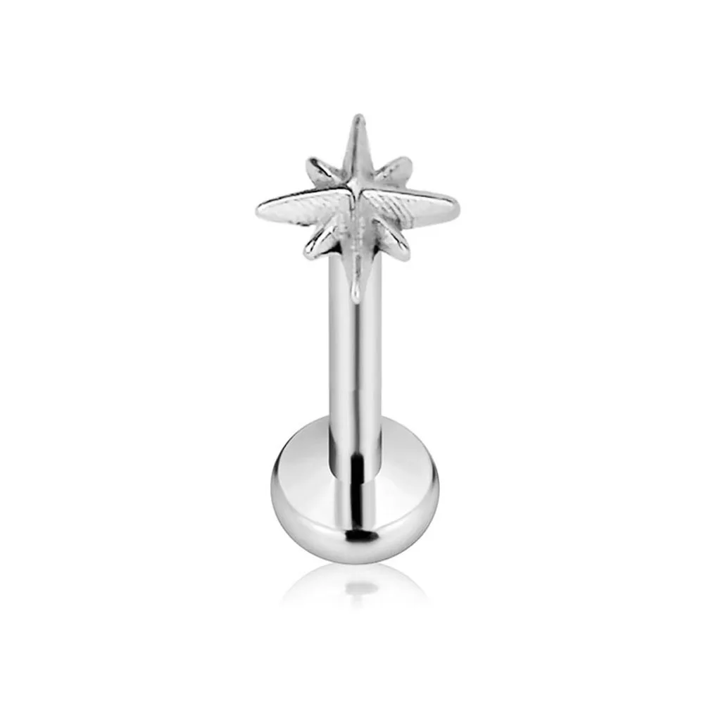 G23 Titanium Star Heart Threadless Labret Stud Earring