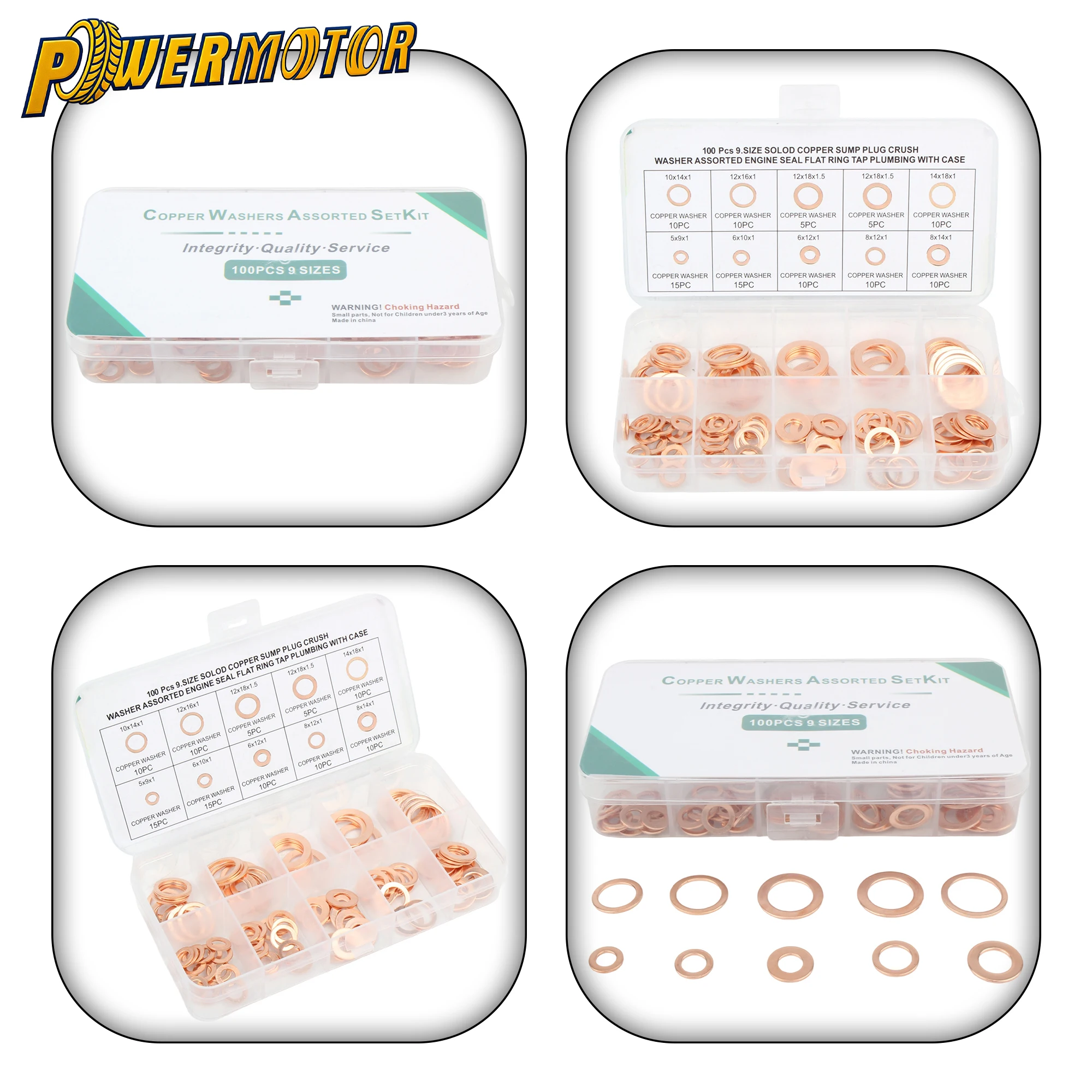 100PCS 200PCS Oil Pan Drain Plug Gasket Ring Motorcycle M8 M10 M12 M14 Assorted Copper Sealing Washer Kit Flat Ring Seal Parts