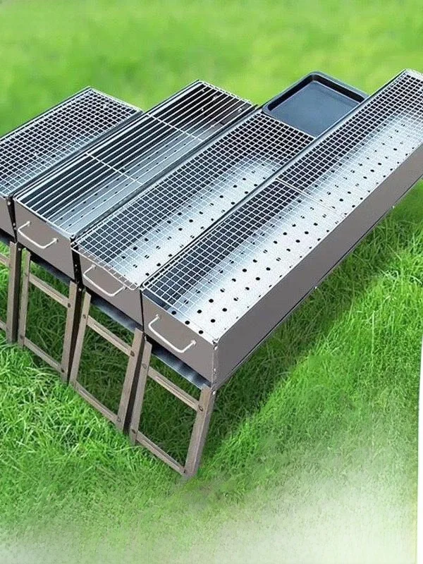 

Portable Outdoor BBQ ill Carbon Steel Picnic Portable Foldable Wood Charcoal Barbecue Full Set Gas Stove Cooking ill
