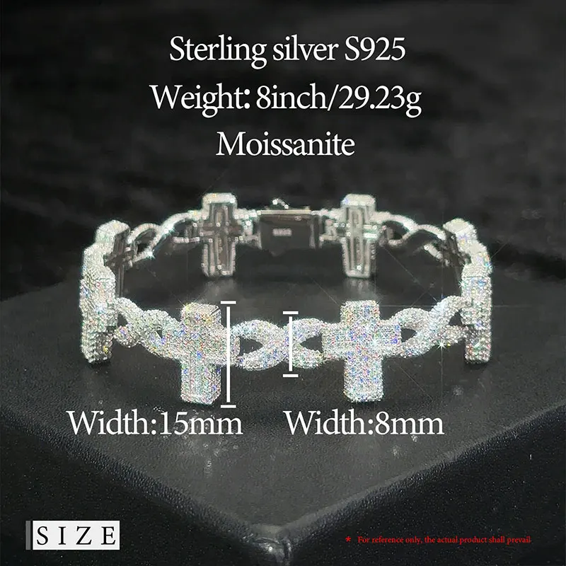 TUHE High Quality Classic Unisex Cross Bracelet Moissanite For 925 Silver Bracelet Hip Hop Jewelry Gift