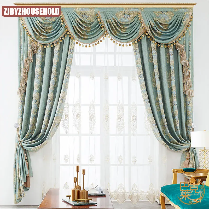 

European curtains for living room luxury bedroom nobility simple luxury American Nordic simple high-end high-grade Embroidery