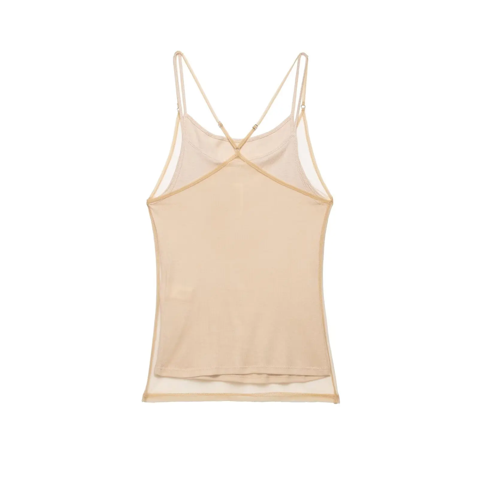 Women's Top 2026 Summer New Style Pink Strap Double-Layer Silk Mesh Effect Sexy Top Stylish and Trendy