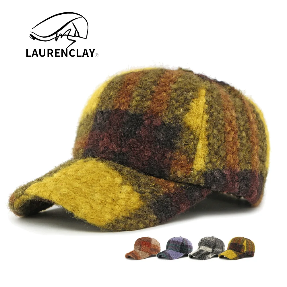 

New Autumn And Winter Warm High-top Hats For Men And Women, Plaid Faux Teddy Fleece Hard-top Baseball Caps, Trendy Peaked Caps