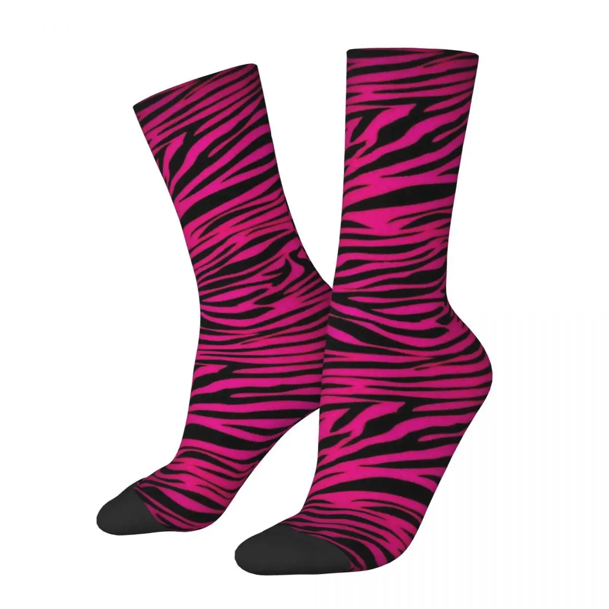 Happy Male Men Socks Harajuku Gothic Pink Zebra Stripes Sock Polyester Skateboard Women Stockings Spring Summer Autumn Winter