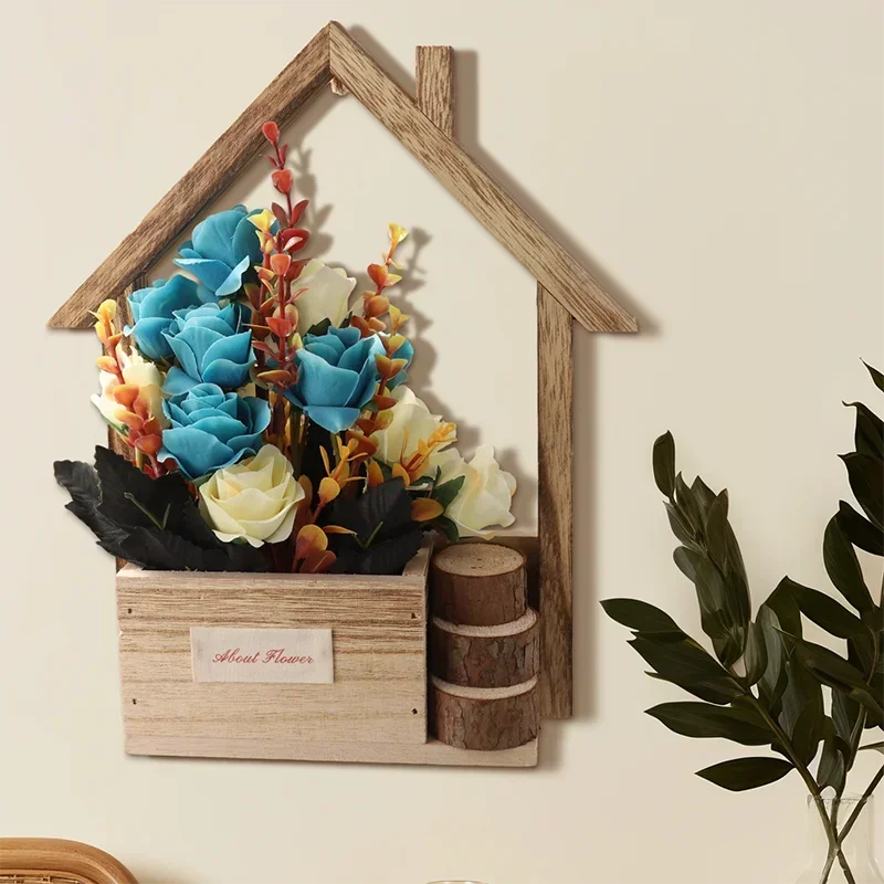 Wall Hanging Flower Basket Flower Pot Flower Vase Basket Ornaments Rose Sunflower Storage Container Home Garden Wall Decorations