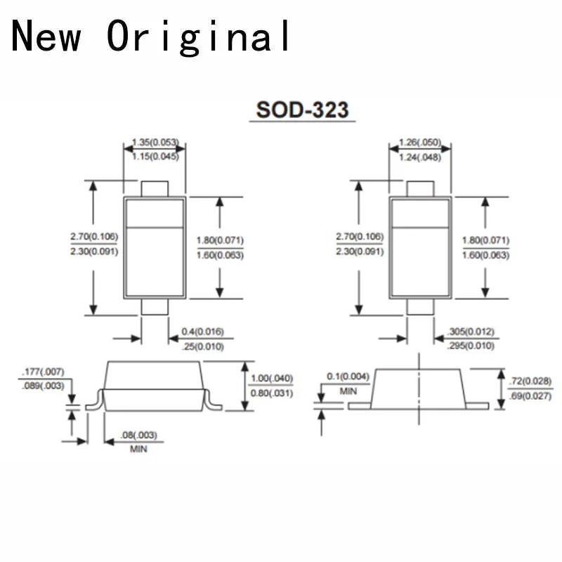 50PCS SS34 SOD323 0805 3A 40V 1A New and Original SCHOTTKY BARRIER RECTIFIERS marking code SL