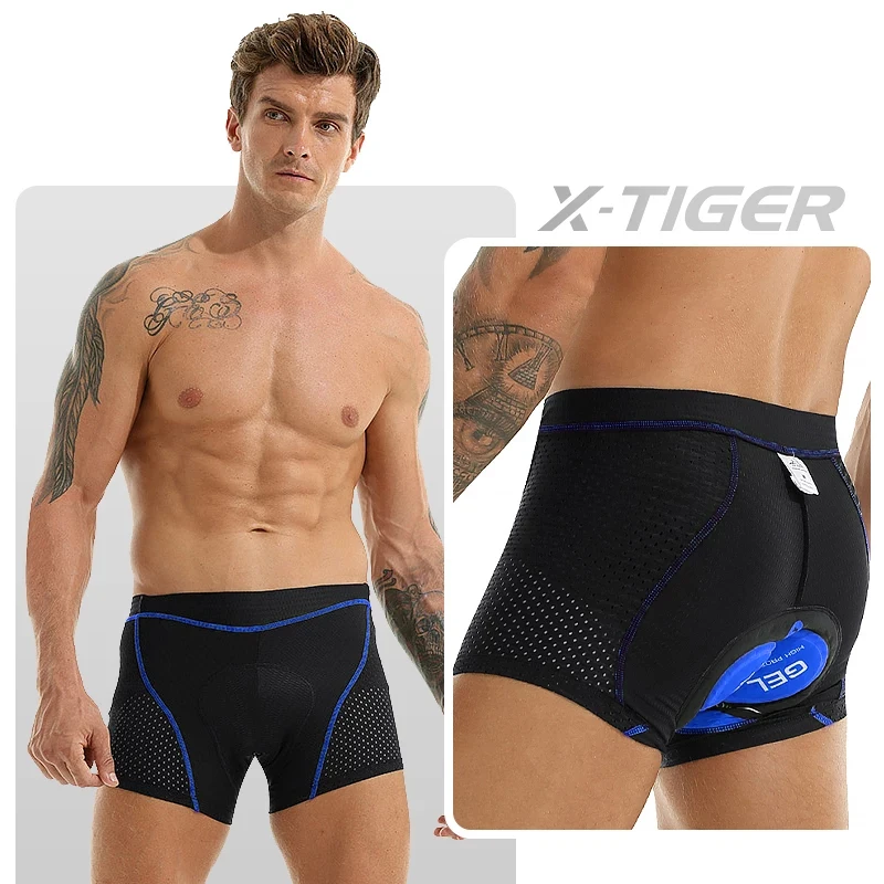 X-TIGER Cycling Shorts Breathable Mesh Cycling Underwear 5D Gel Pad Shockproof MTB Bike Shorts Men Shorts