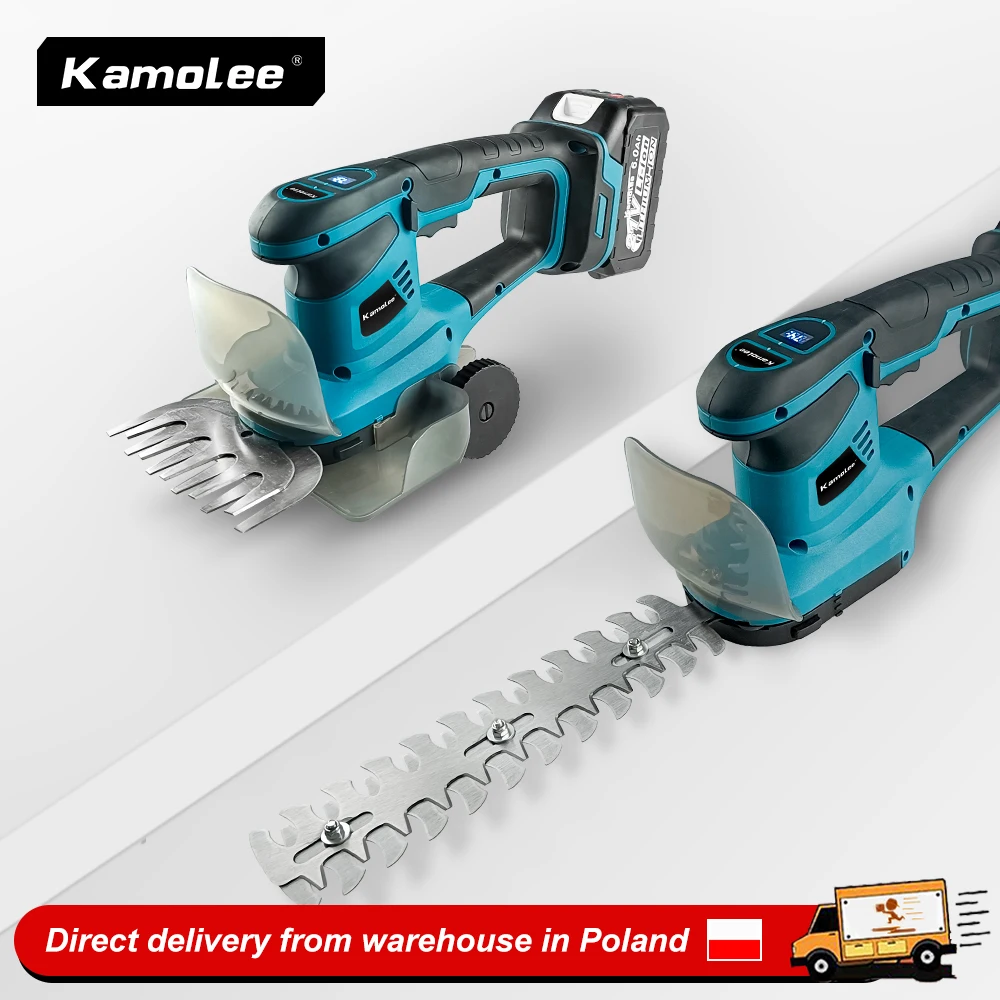Kamolee 2 IN 1 Elektrische Heckenschere, 18000 U/min, kabelloser Garten-Strauchschneider, Haushalts-Rasenmäher für 18 V/21 V Akku
