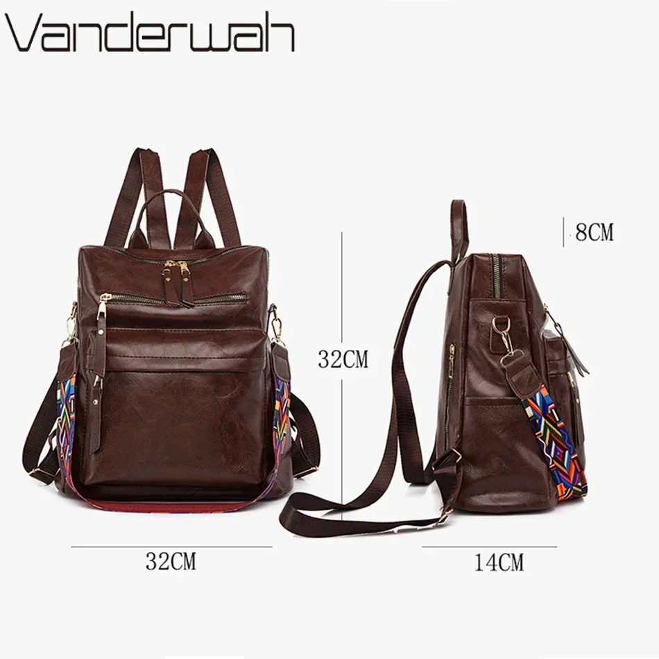 2024 New Women Backpack High Quality Leather Backpack Multifunction Shoulder Bags School Bags for Teenager Girls Bagpack Mochila