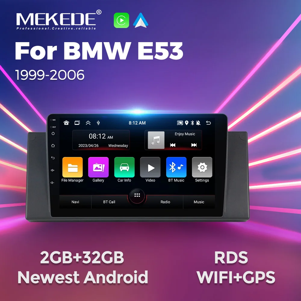 Mekede 2din 9 ''Autoradio für BMW X5 E39 E53 M5 E38 2013-2015 Multimedia Video Player Wireless Carplay Stereo Navigation GPS DVD