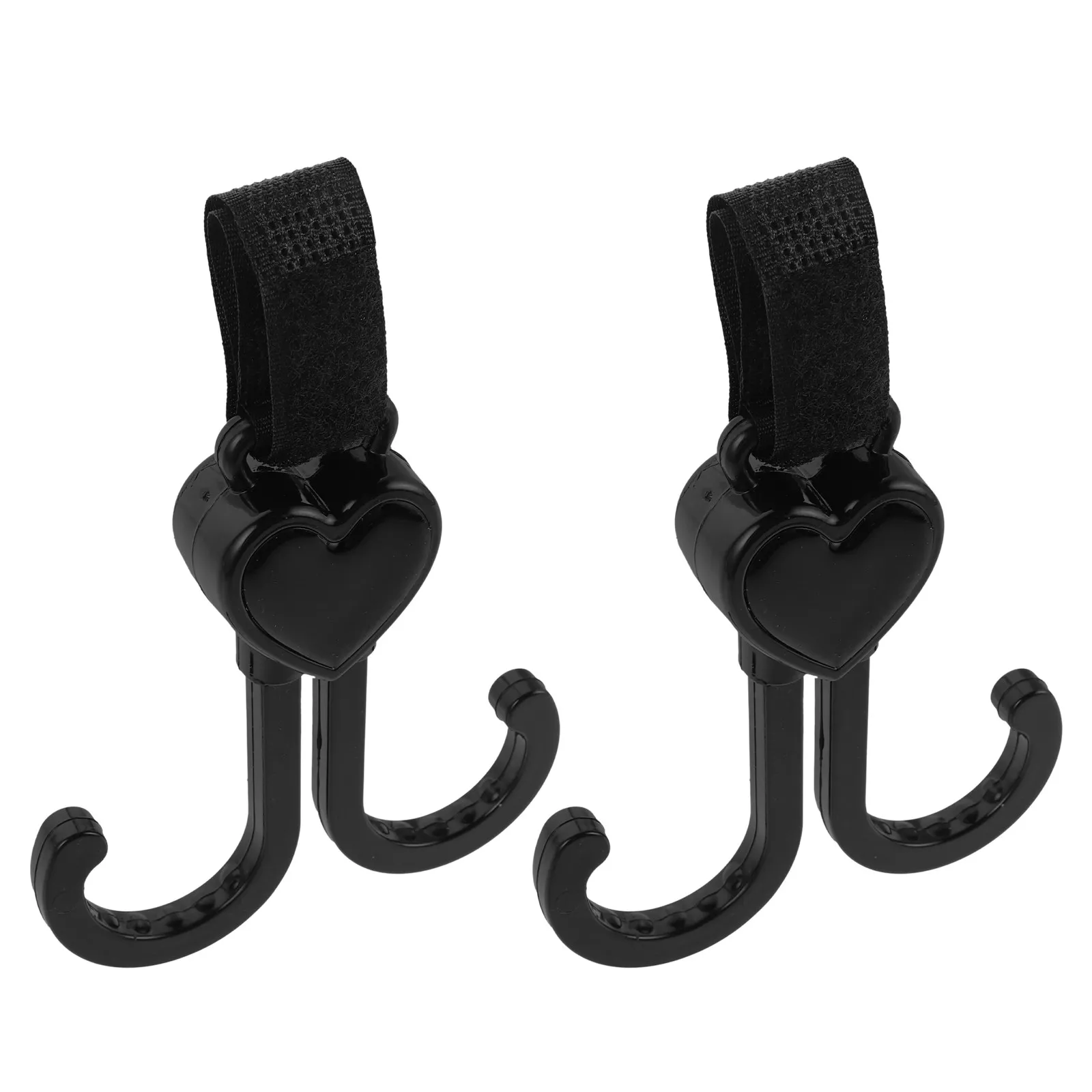 

2 шт. универсальные черные крючки для детской коляски, для сумок для подгузников, бутылок с водой, кошельков, нескользящие карабины-зажимы