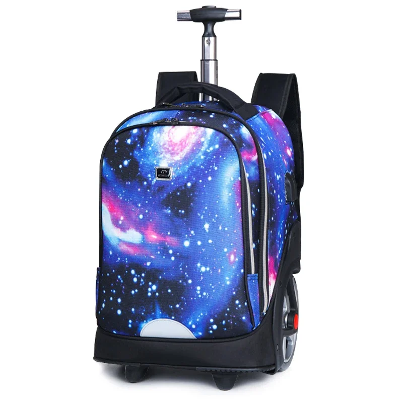 Mochilas Trolley para Adolescentes, Mochila escolar com rodas para meninas, Porta de carregamento USB, Sacos de rolamento de bagagem