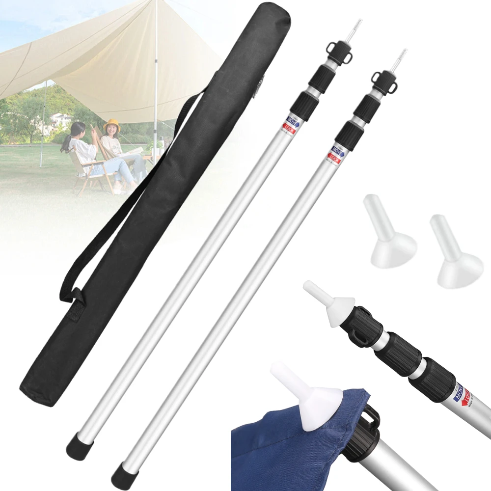 

Tent Poles Heavy Duty Tarp Poles Canopy Poles Aluminum Tent Poles with Non-Slip Cone Bottom Adjustable Telescoping Tarp Poles