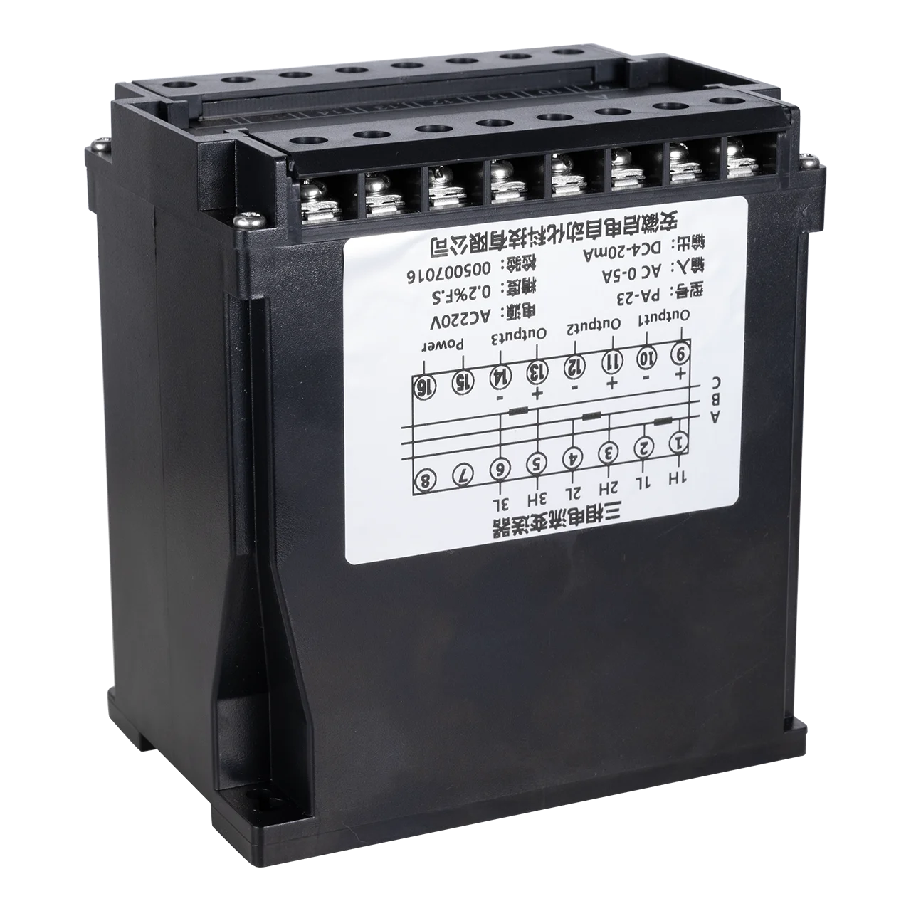 

Three-phase Current Transmitter AC0-1A to 4-20mA 0-10V Isolated 24-265V Power AC Current Sensor Measurement