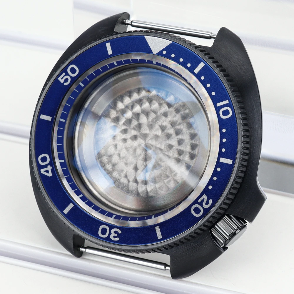 44mm Automatic Dive Watch Case Black Assemble Watch Parts AR Sapphire Glass For NH35 NH36 4R35 36 With Chapter Ring 4.1 Oclock