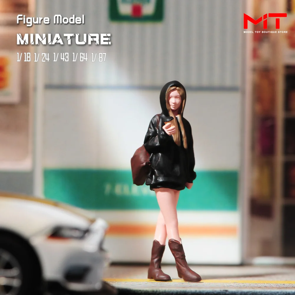 Окрашенная миниатюра 1/87 1/64 1/43 1/24 1/18 Красота девушек в виде толстовки, фигурка диорамы, кукла, креативный реквизит для сцены, модель из смолы