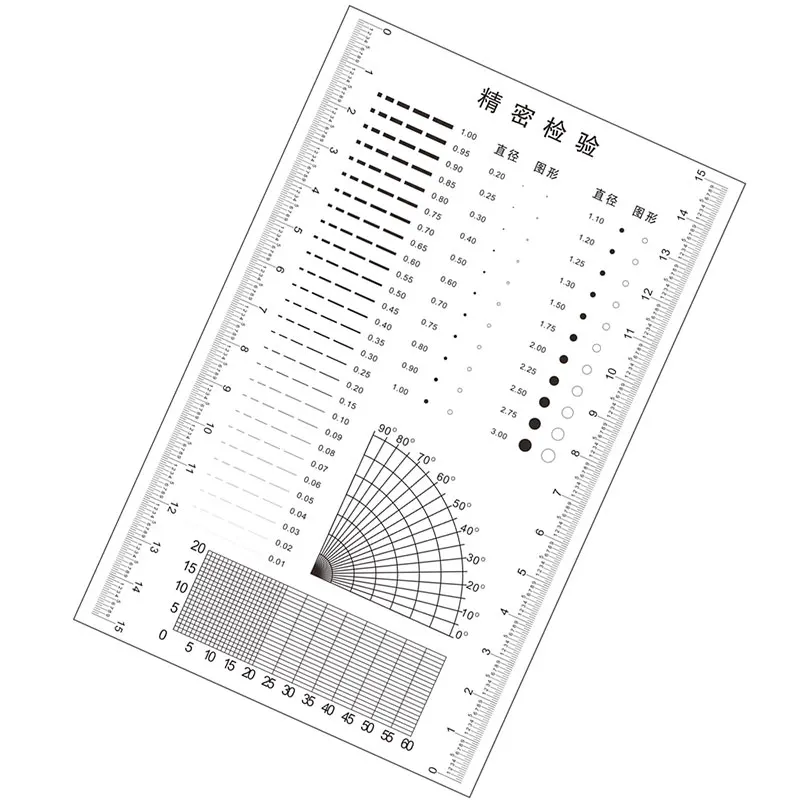 Fundição Qualidade Inspeção Régua Cartão de Teste de Poros de Superfície Régua de Calibração Medidor de Ponto Microscópio Micrômetro de Diâmetro Interno