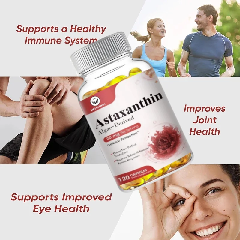 Top Factories Astaxanthin 20mg Clinical Strong Carotenoid Skin Supplement W. 100% Natural Astaxanthin From Microalgae