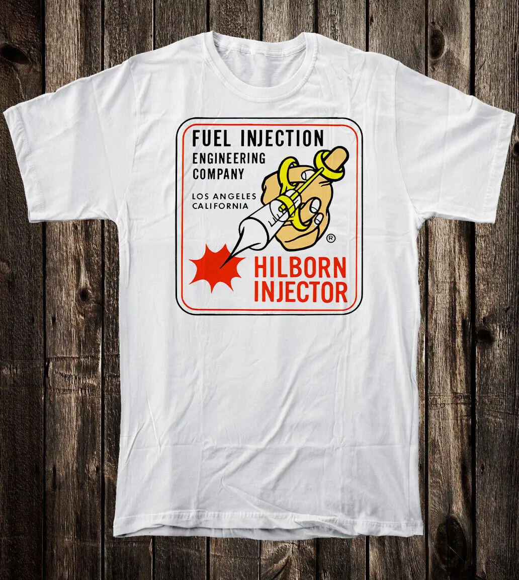 Hot Rod T Shirt 100% Cotton Retro Art Speed Shop Garage Hilborn Fuel Injector