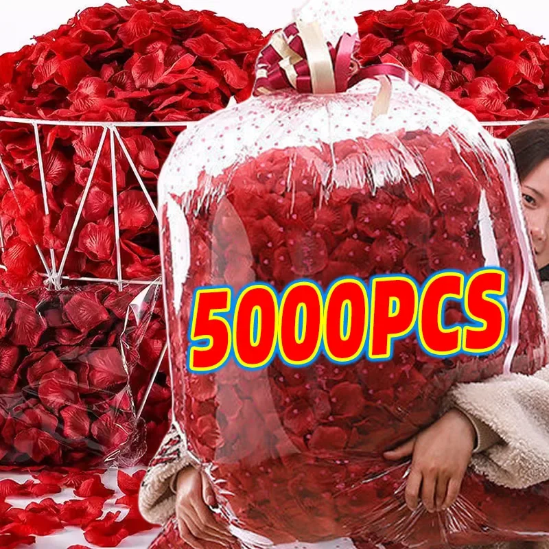 5000/100pcs Artificial Fake Rose Petals Red Colorful Simulation Silk Roses Petal for Valentines Day Wedding Party Romantic Decor