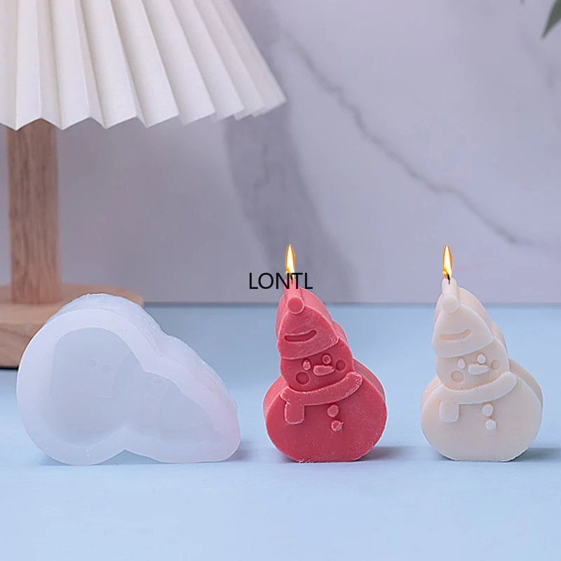 3D Weihnachten Schneemann Kerze Form, DIY Schokolade Kuchen Gummiartige Backen Werkzeug, Seife Gips Handwerk Silikon Form Weihnachtsgeschenk