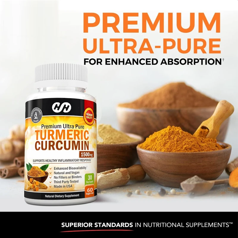 

1500 Milligrams of Curcumin Supplement Containing Pepper Are Highly Effective. High Quality Joint Support with 60 Capsules.
