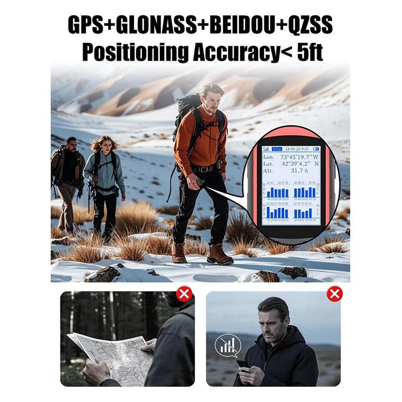 نظام تحديد المواقع المحمول A6 للمشي لمسافات طويلة، متعدد GNSS يدعم ملاح GPS القوي، ملاح GPS محمول للتخييم والصيد-A14G