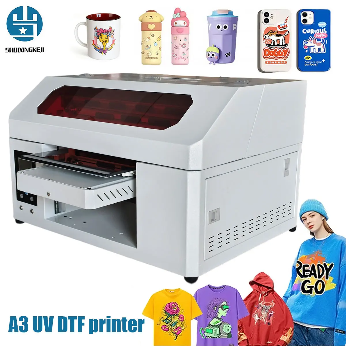 SUIXING UV DTF Printer XP600 TX800 A3 UV Flatbed Printing Machine For Pen Bottle Wood UV Flatbed Printer A3 UV DTF Sticker Print
