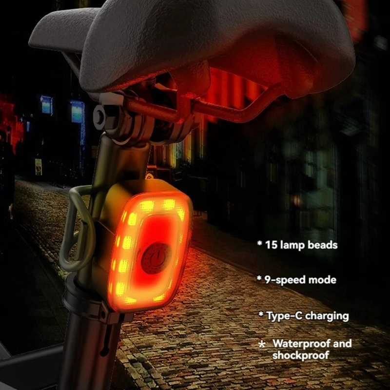 Bicycle Rear Light Bike Tail Light USB Rechargeable Road Saddle Seatpost LED Warning Cycling Lamp