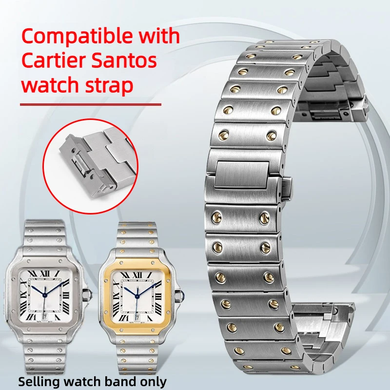 Quick Release stainless steel bracelet For Cartier Santos WHSA0007 WSSA0009 Watch strap 21mm Solid Metal Watch chain accessories
