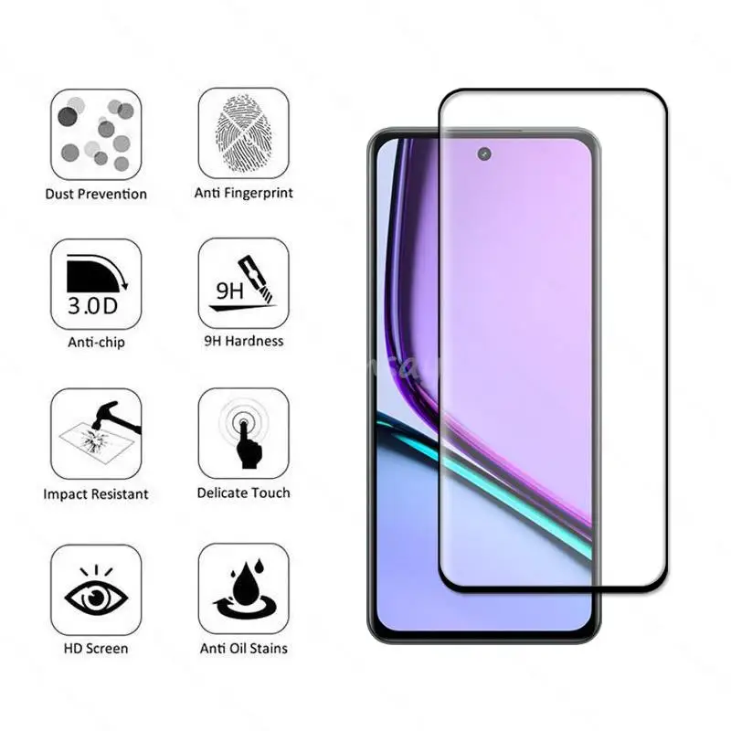 For Realme C67 Glass Screen Protector Camera Film Glass For Realme C67 Tempered Glass Full Glue Realme C67 Glass