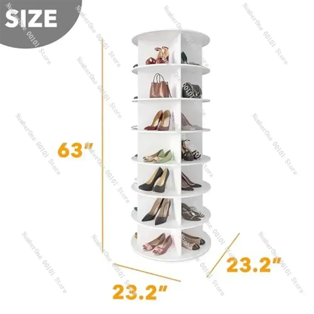 Shoe Rack 7/5/3-Tier Spinning, Free Standing Rotating Tower 360°,Easy To Assemble, Space-Saving,White Easy To Clean Shoe Cabinet