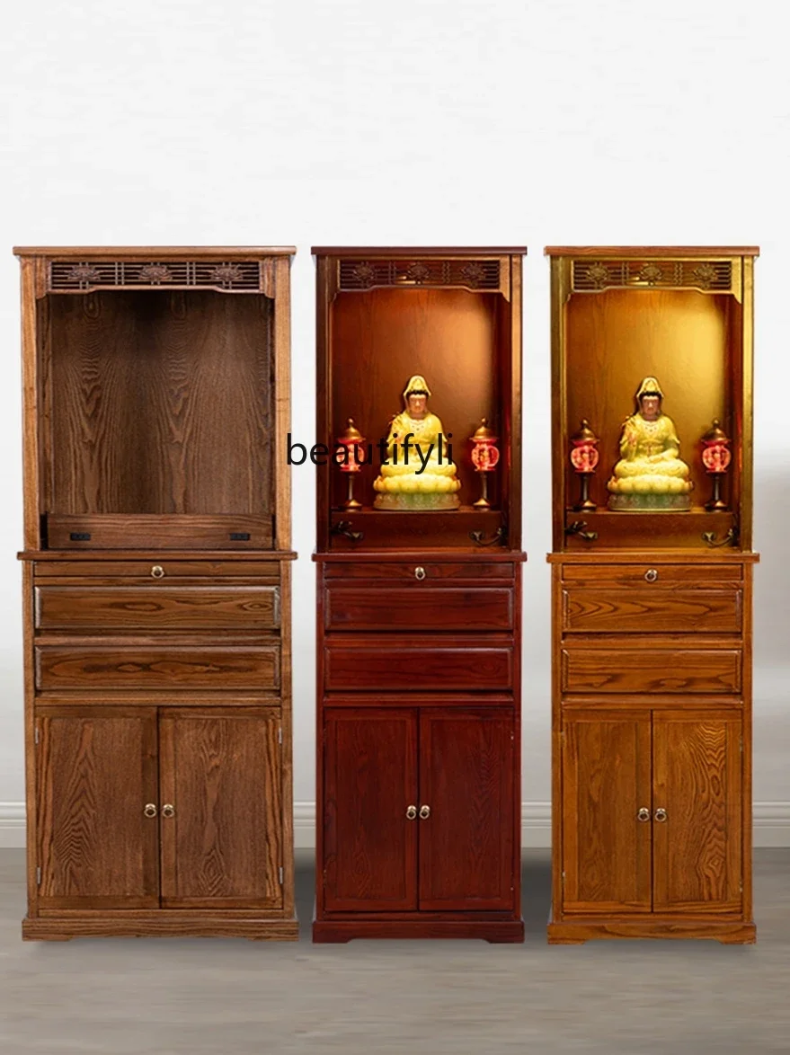 

Altar Household New Chinese Style Simple Solid Wood God of Wealth Clothes Closet Avalokitesvara Buddha Cabinet Buddha Table