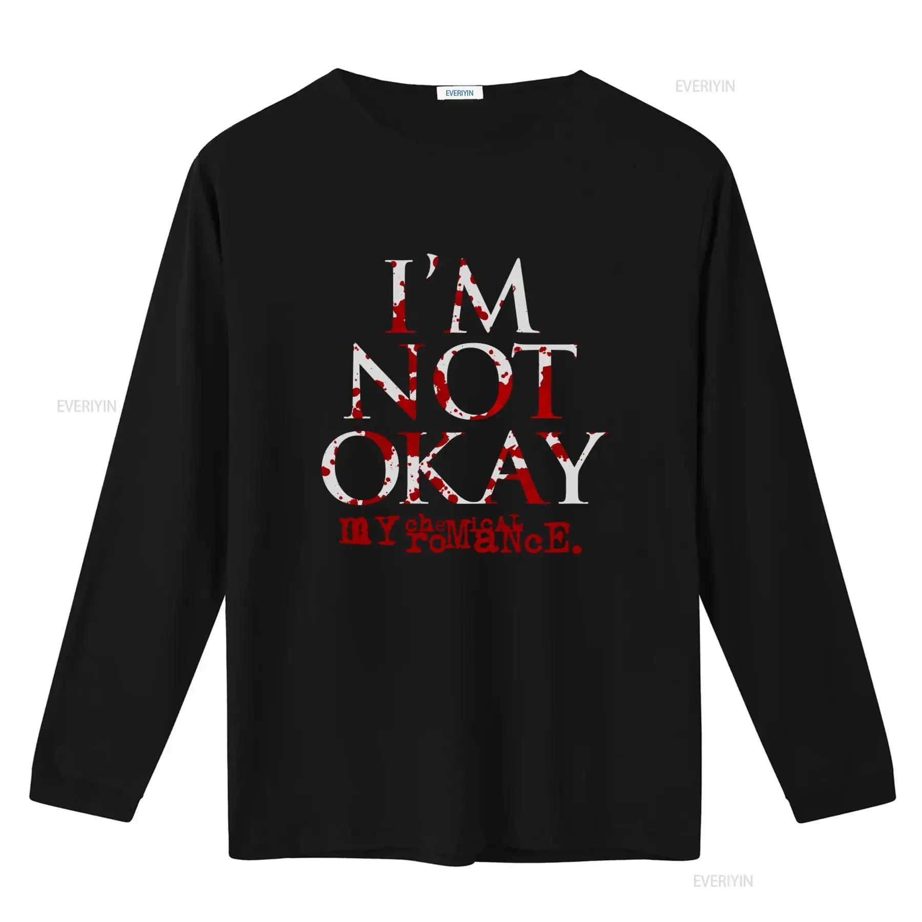 My Chemical Romance I'm Not Okay Black T Shirt Gothic Rock Band Print Perfect for Fans vintage Washed Breathable Versatile