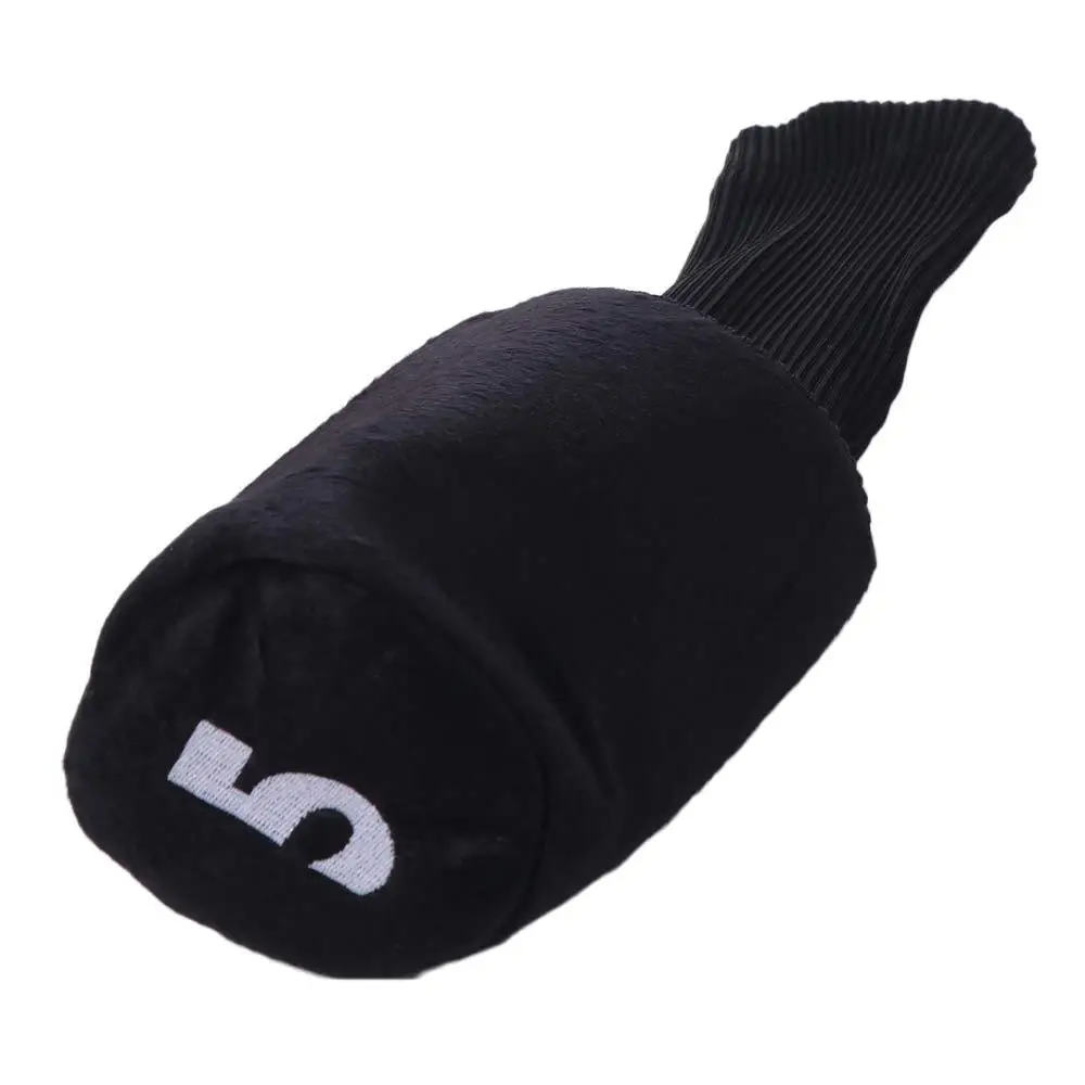 

Long Neck Golf Headcovers Fluff Cloth Thick Lining Golf Club Protector Dirtproof Black Wood Head Covers Driver Fairway