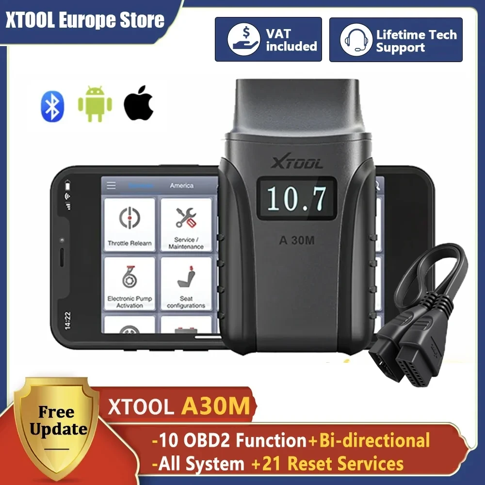 XTOOL Anyscan A30M OBD2 Bluetooth Full Diagnostic Tools With Android/IOS Code Read Bidirectional Control Scanner Built-in CAN FD