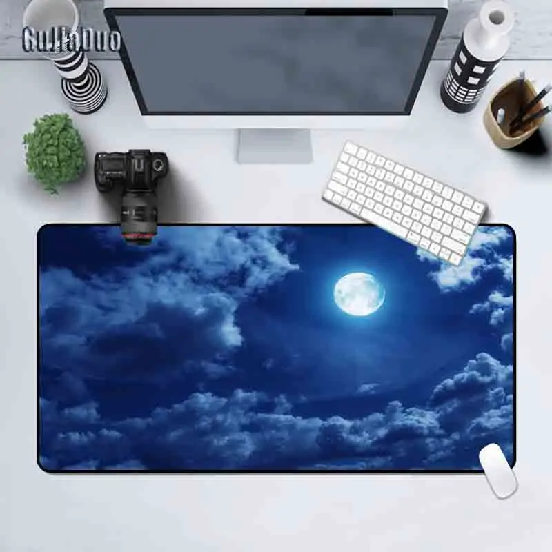 Extra Large Space Art Mouse Pad, Teclado Notebook Table Desk Mat, Acessórios de Material Anime para Gabinete Gamer, Lua, 400x900