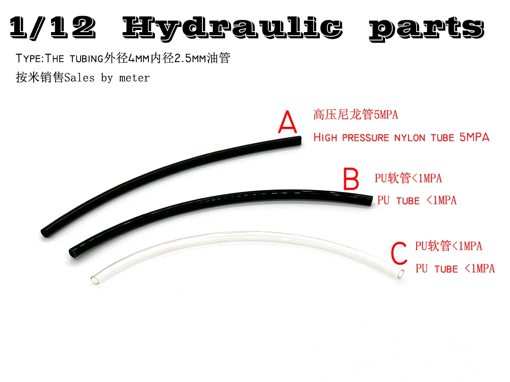 Hydraulic Pipe for RC Hydraulic Excavator, Loader, Truck, Dozer