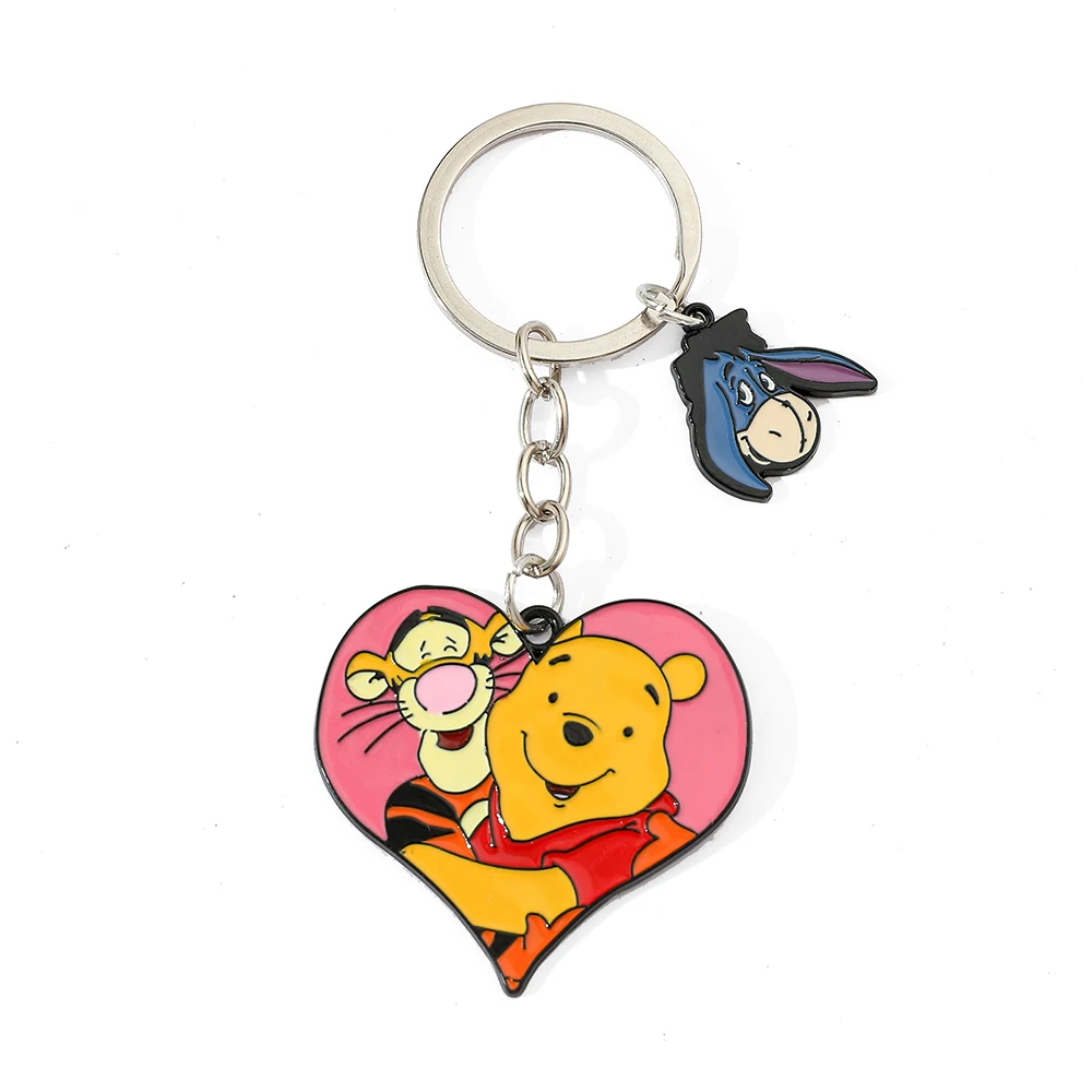 Disney Cartoon Pooh Heart Keychain Tigger Winnie Backpack Key Charm  Tigger Pooh Bear Pendant for Friend Commemoration Day Gift